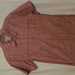 SCANDIA WOODS Mauve Full Zip Front Cuban Wedding Shirt Size M